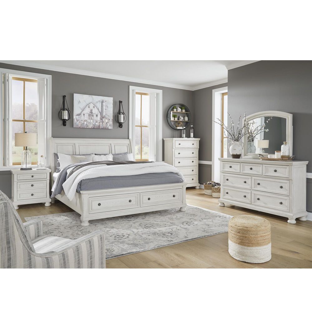 Ashley Robbinsdale 5 Drawer Double Knob Chest in Antique White, , large