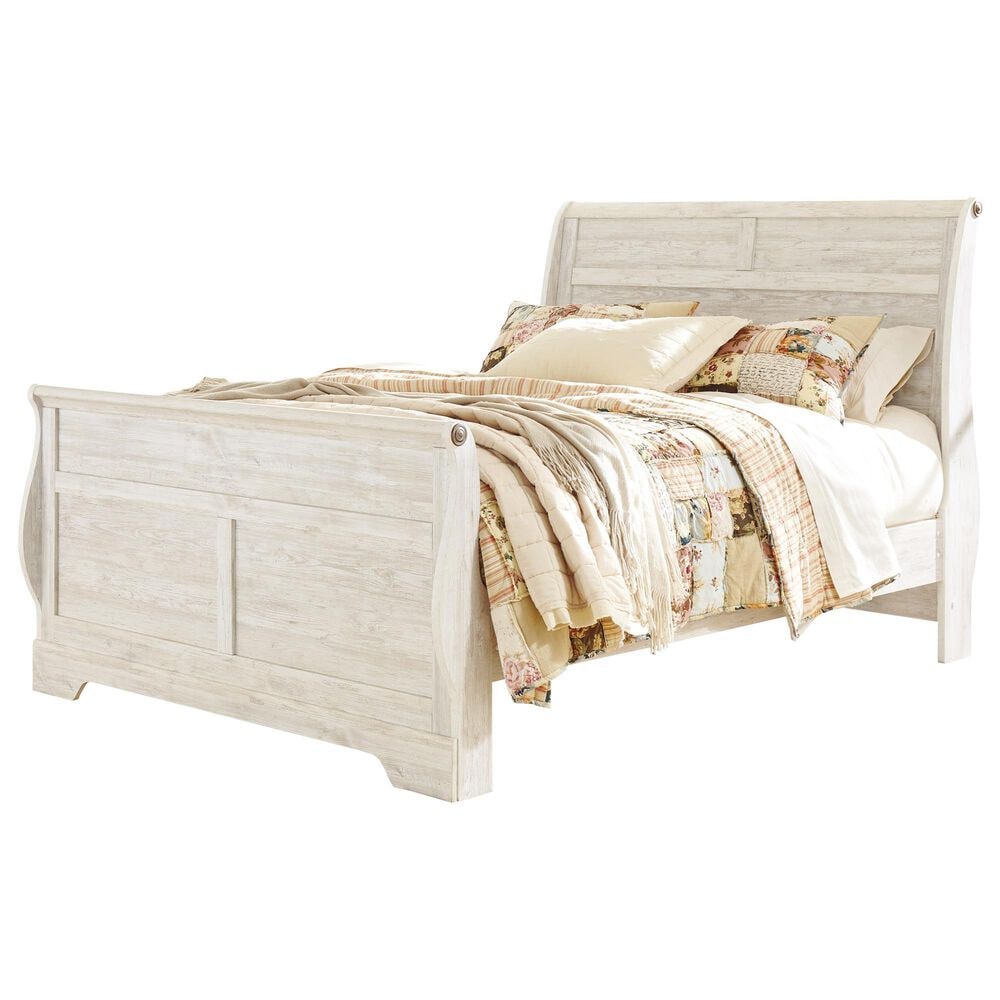 Ashley Willowton Queen Sleigh Bed in Whitewash, , large