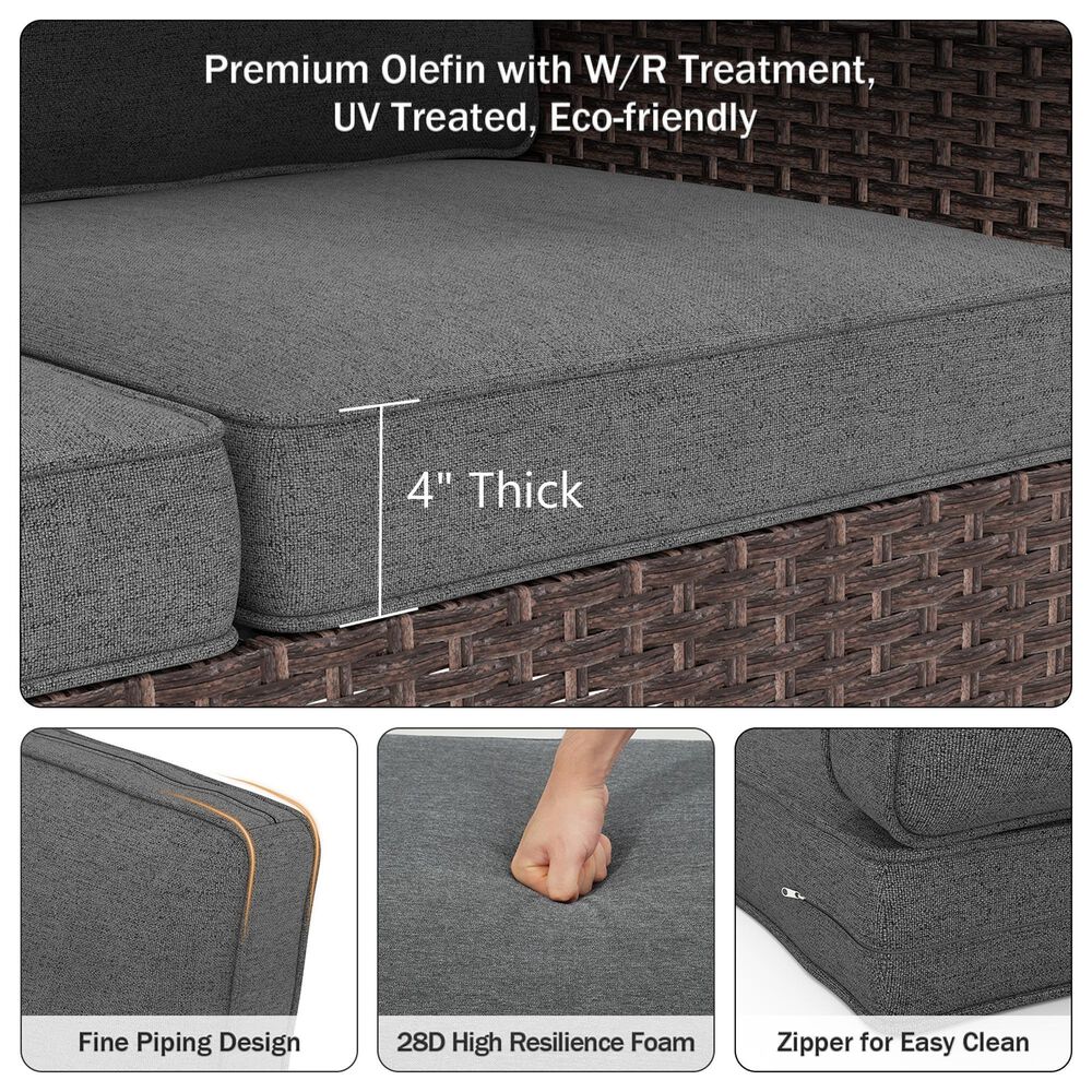 Sunwell Garden 4" Thick Outdoor Cushion Set in Dark Grey (Set of 2), , large