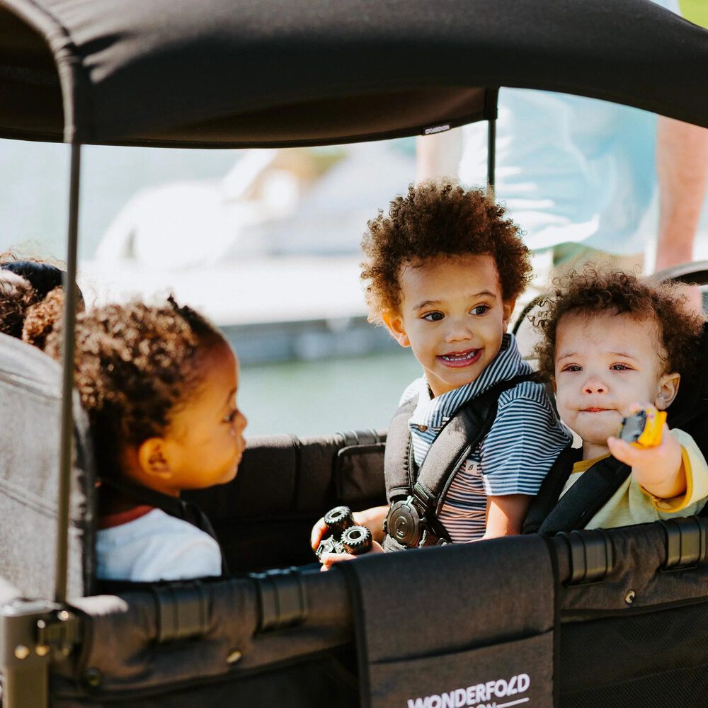Wonderfold Elite Quad Stroller Wagon in Volcanic Black, , large