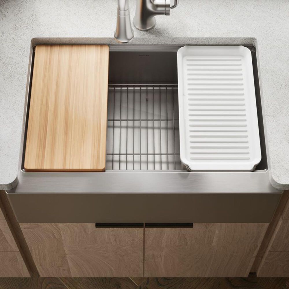 Kohler Strive 29.5" Undermount Single-Bowl Workstation Kitchen Sink in Stainless Steel, , large