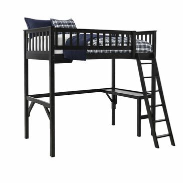 Linden Boulevard Riley Twin Loft Bed with Desk in Black, , large