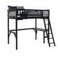Linden Boulevard Riley Twin Loft Bed with Desk in Black, , large