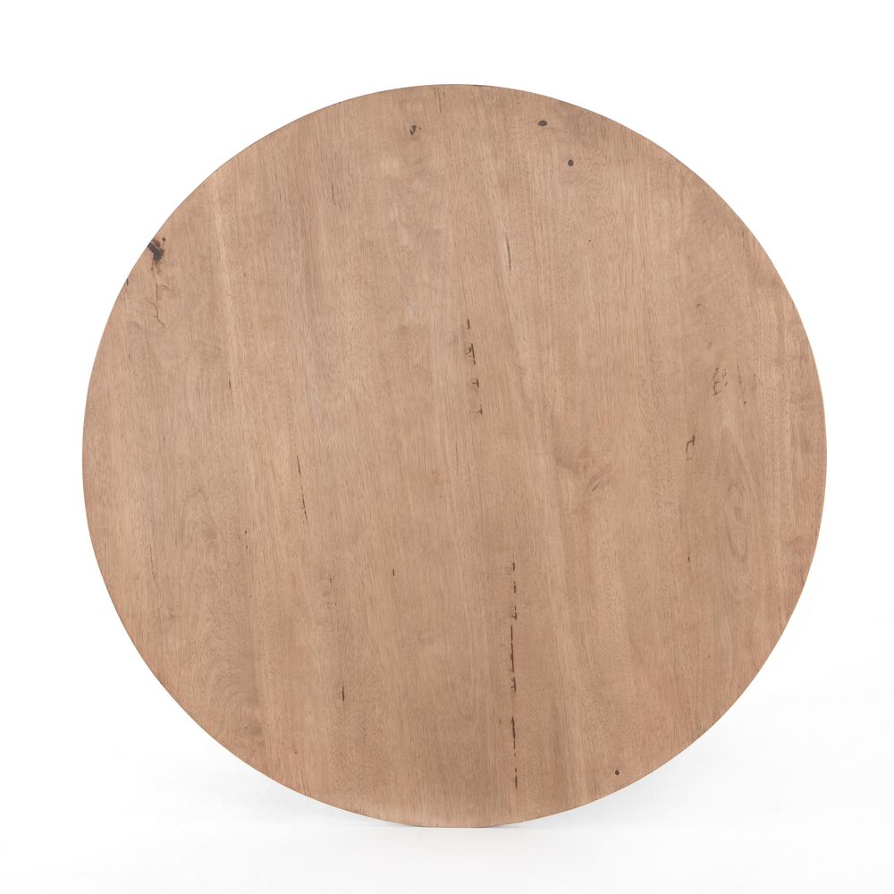 Four Hands Bronx Round Dining Table in Light Brushed Parawood and Dark Brown, , large