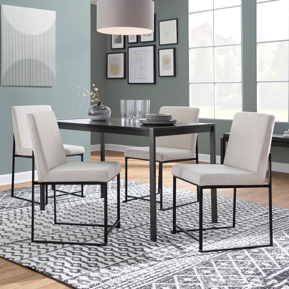 Lumisource Fuji Dining Chair with Beige Cushion in Black &#40;Set of 2&#41;, , large