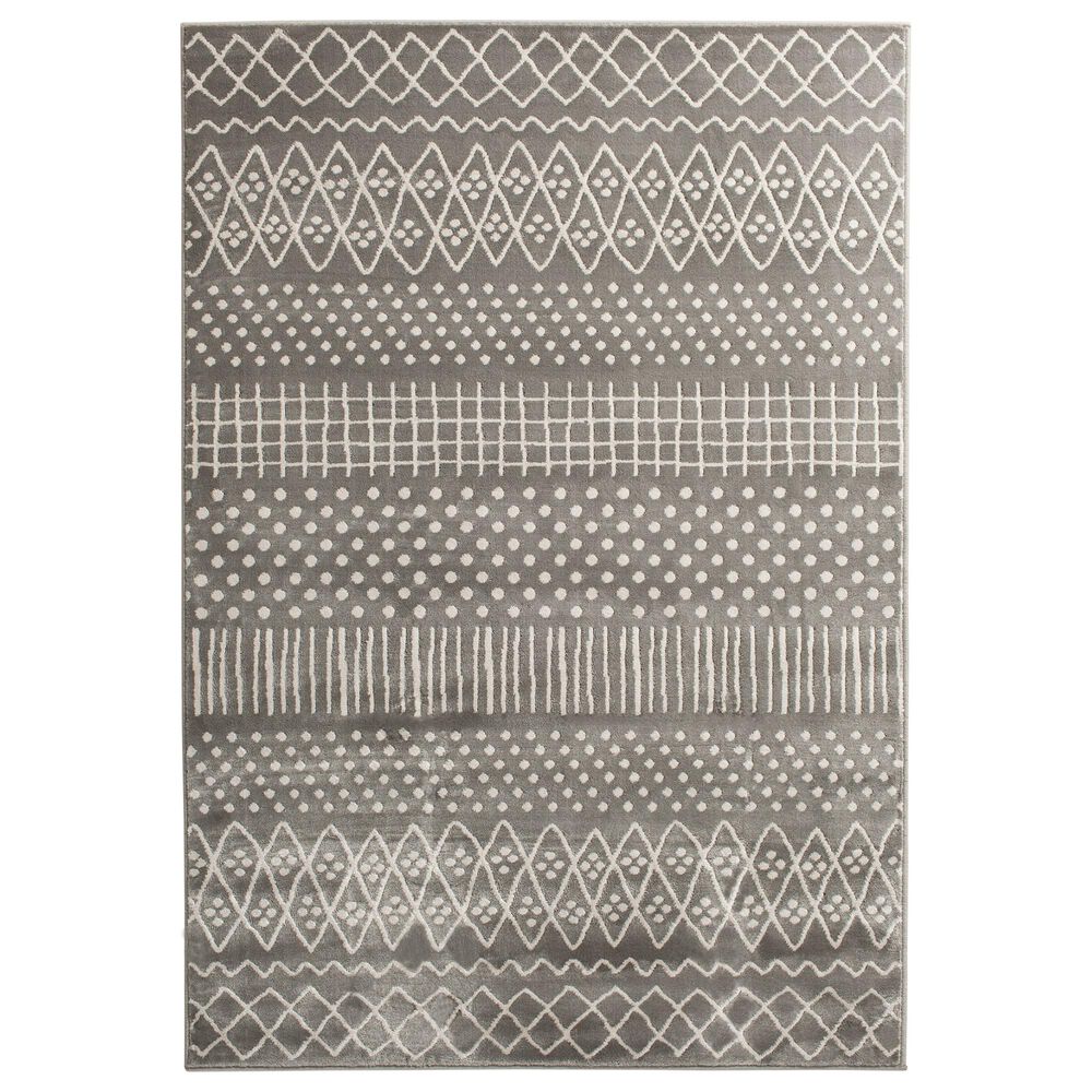 Central Oriental Corso Alvis 7"10" x 9"10" Grey and White Area Rug, , large