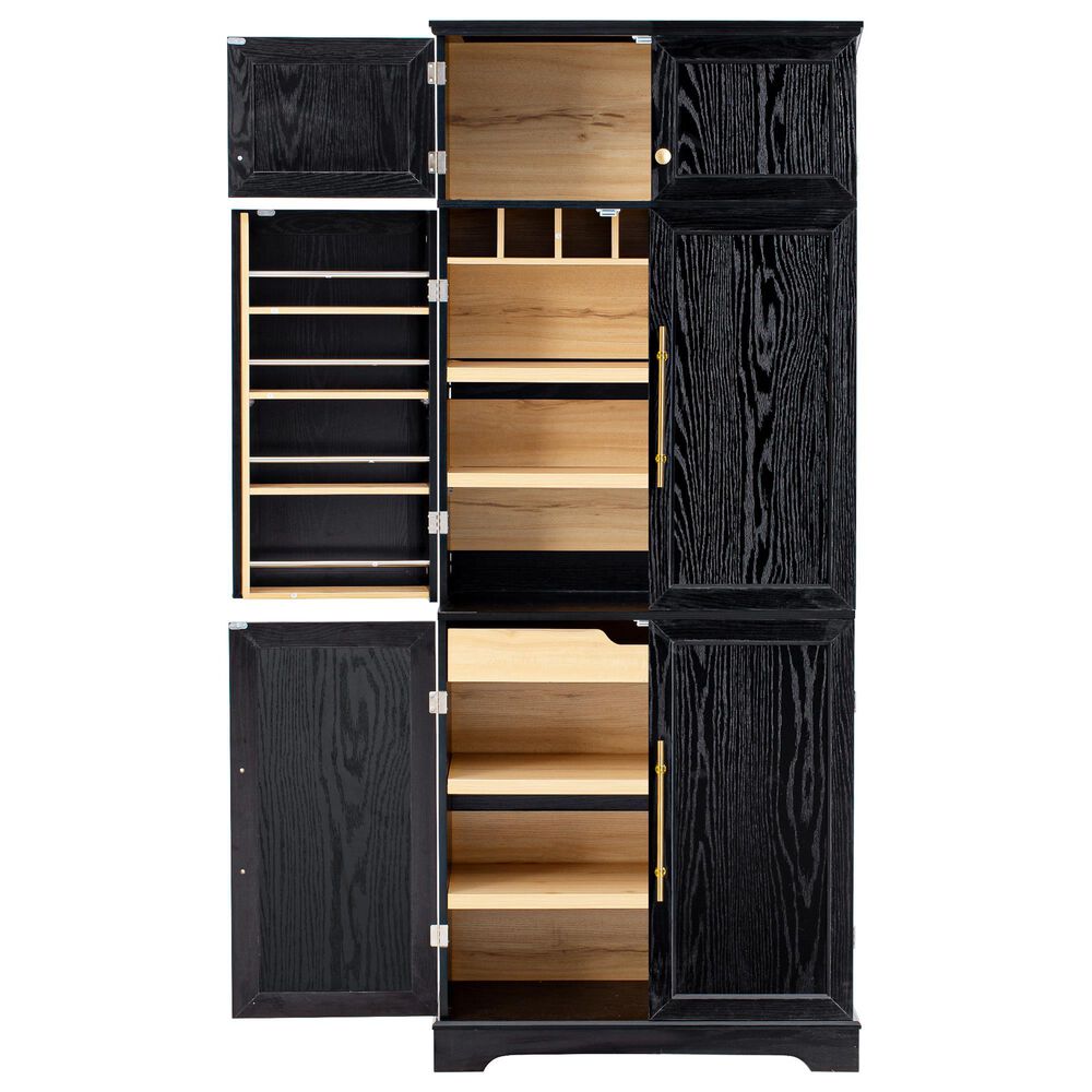 HOMLUX HOMLUX 78.2" Tall Farmhouse Kitchen Pantry Cabinet with 8 Door Shelves, Storage Cabinet with 4 Adjustable Shelves, Hidden Drawer, Wine Rack, Versatile Cupboard for Kitchen, Dining &amp; Bathroom, Ash Black, , large