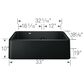 Blanco Ikon 33" Apron Double Bowl Farmhouse Sink with Low Divide in Coal Black, , large