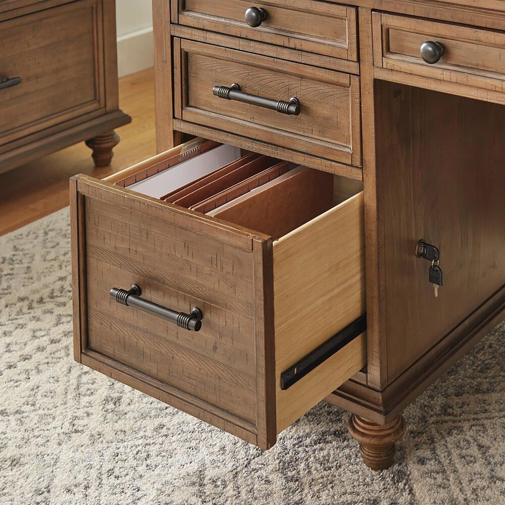 Riva Ridge Hensley 66&quot; Executive Desk in Honey, , large