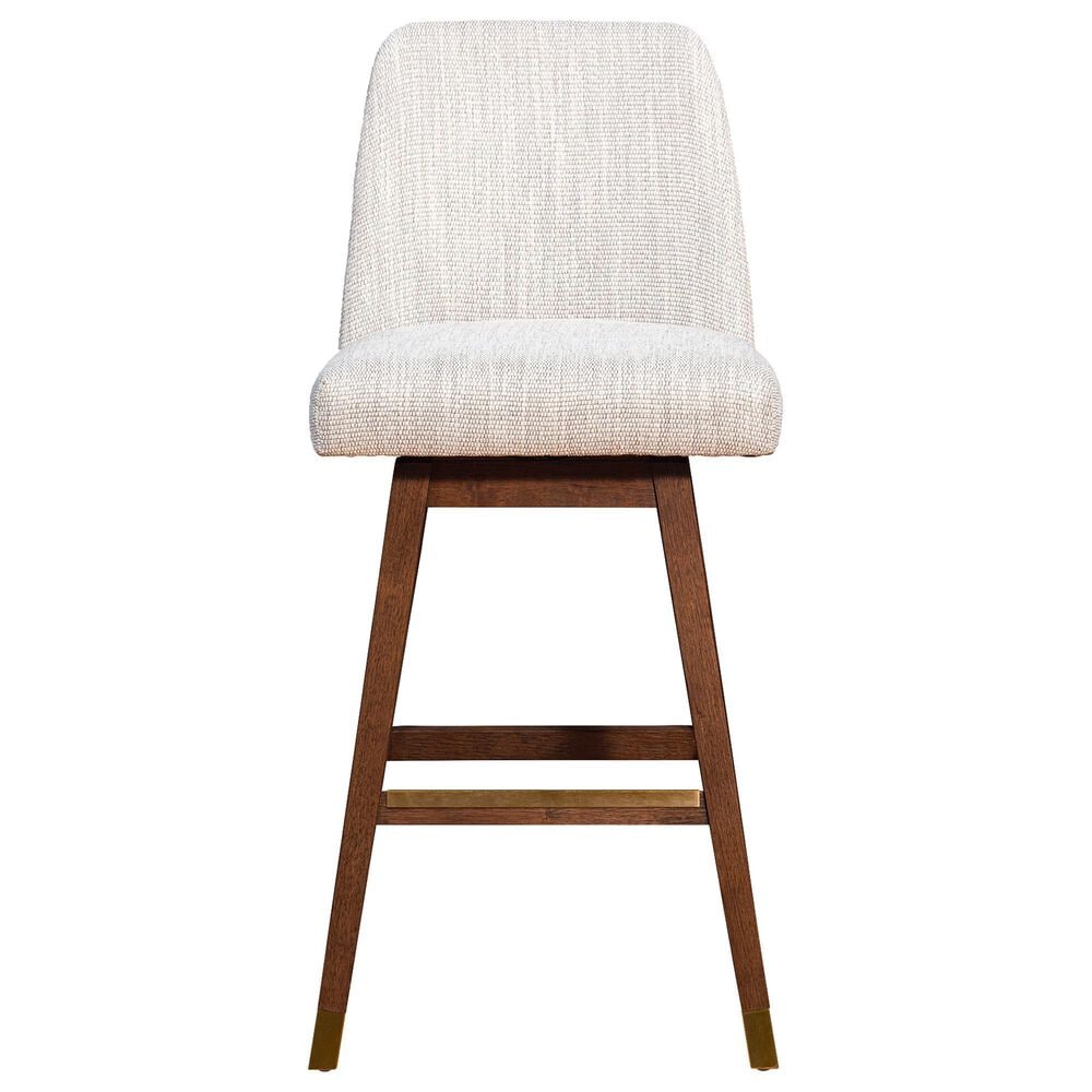 Blue River Amalie Swivel Barstool Stool with Beige Cushion in Brown Oak, , large