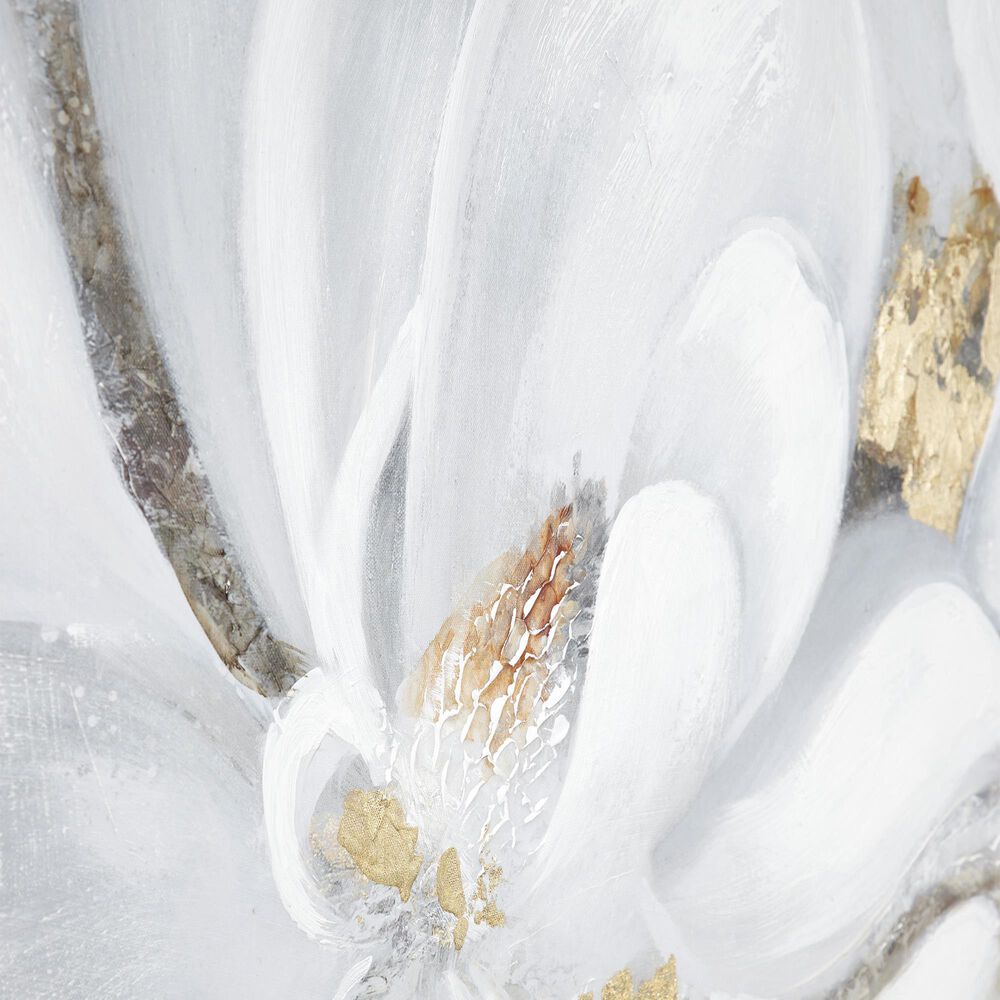 Maple and Jade 40&quot; x 40&quot; Square Floral Wall Art with Gold Frame in White, Gray, Brown, Bronze and Black, , large
