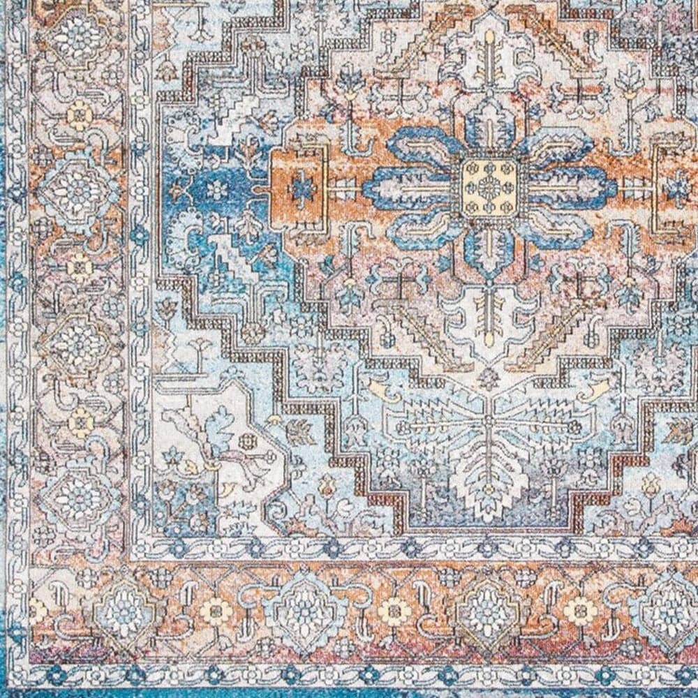 Safavieh Aria 6&#39;6&quot; Round Turquoise and Light Orange Area Rug, , large
