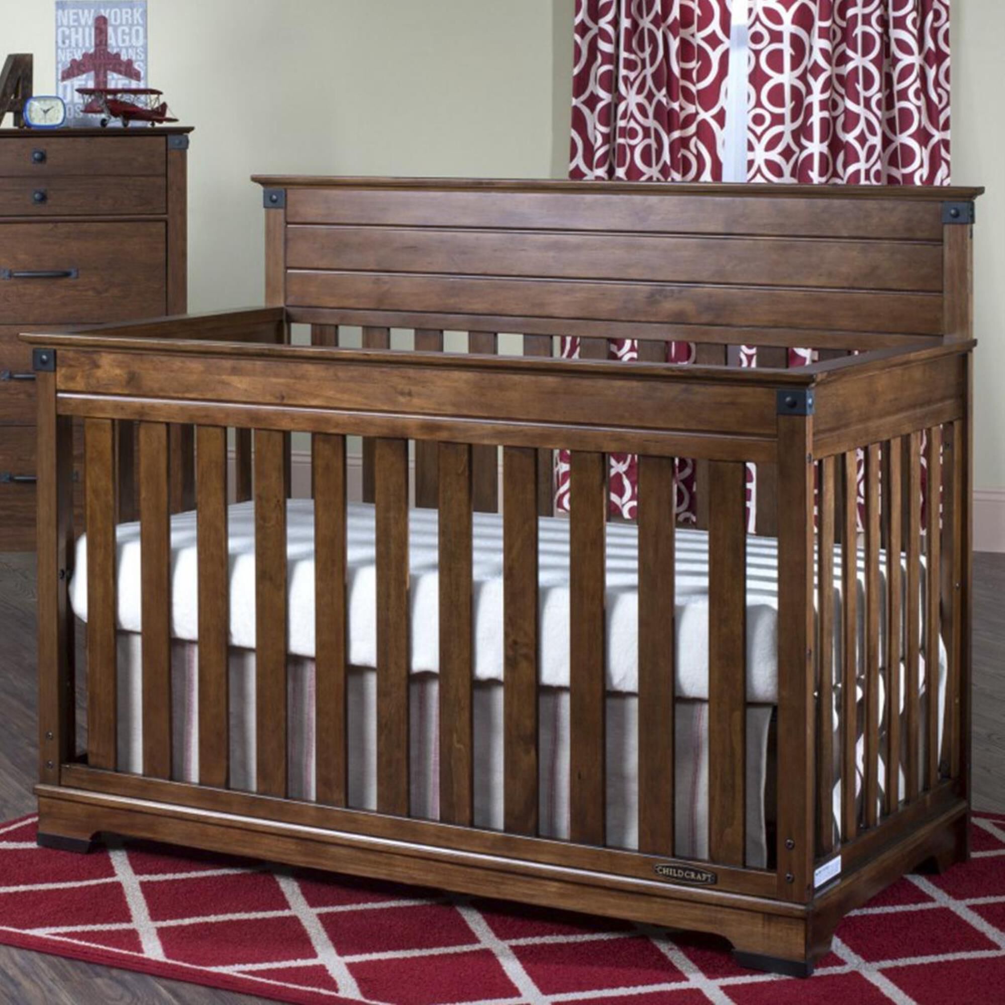 Little Dreamer Redmond 4 in 1 Convertible Crib in Coach Cherry