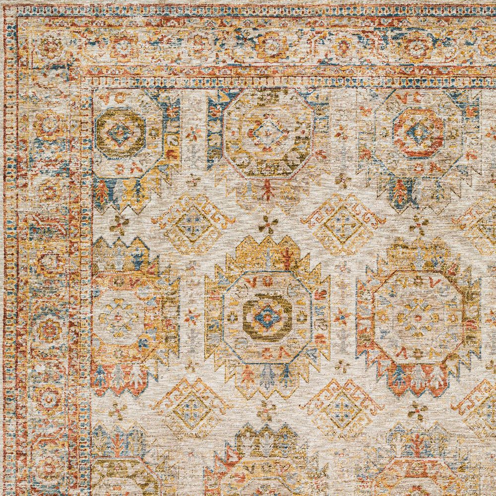 Surya Mona Lisa 7&#39;10&quot; Round Tan, Mustard, Brick Red, Sage, Olive, Dark Blue and Burgundy Area Rug, , large