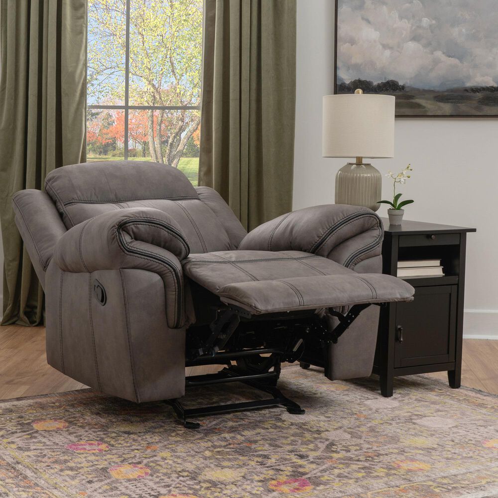 Linon Home Decor Gideon Manual Recliner in Stone Grey, , large