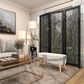 Maple and Jade 3-Panel Abstract Wavy Cutout Partition Room Divider Screen in Matte Black, , large