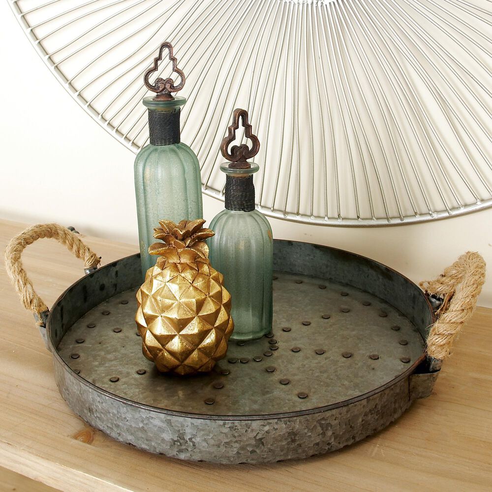 Maple and Jade Metal Tray in Grey, , large