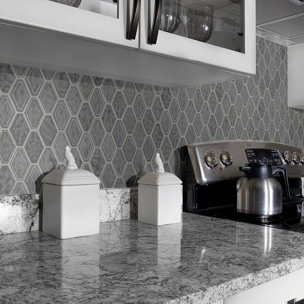 Shaw Geoscape Diamond Dark Grey 12.4&quot; x 10.43&quot; Ceramic Mosaic Sheet, , large