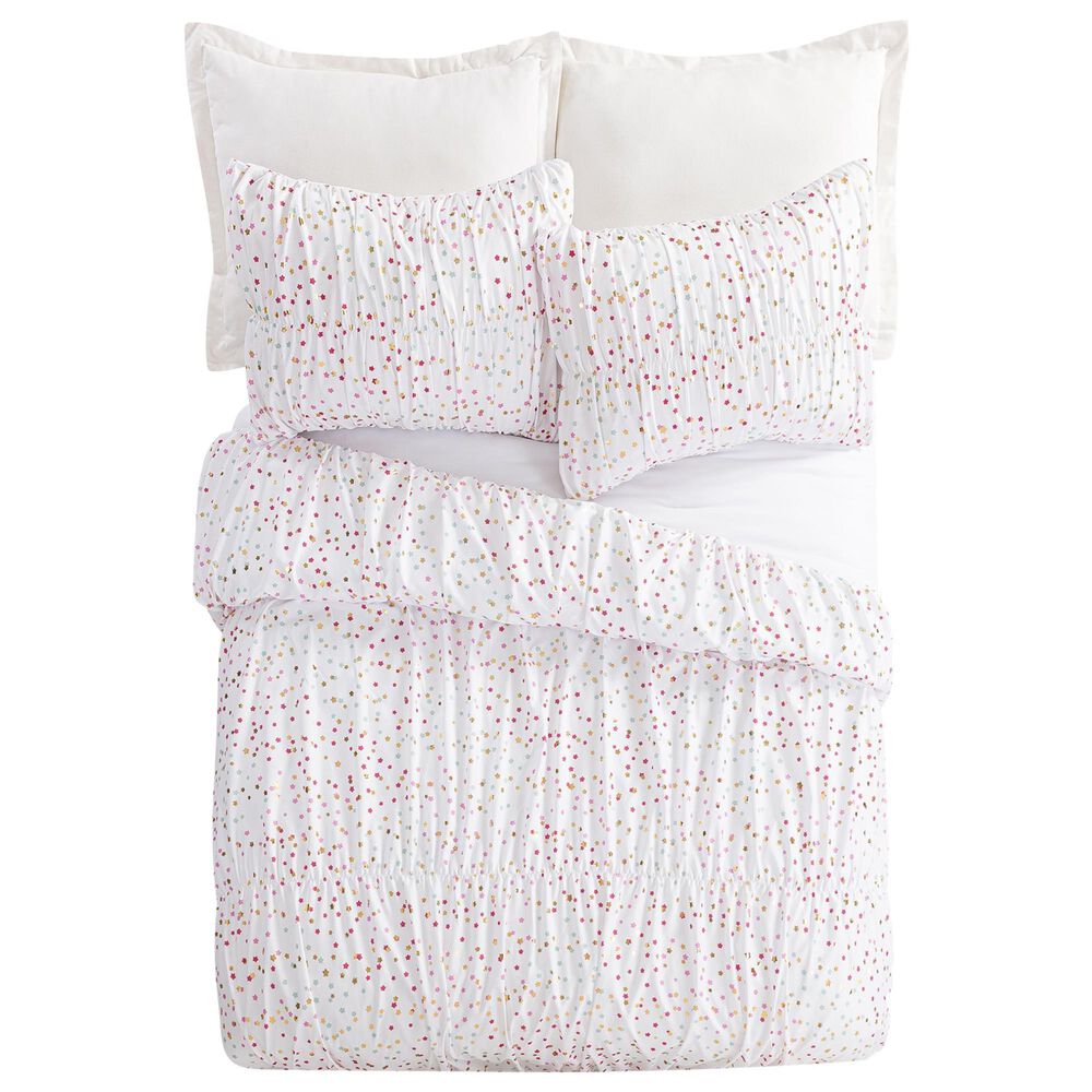 Peking Handicraft Iridescent Stars 2-Piece Twin/Twin XL Comforter Set in White, Pink, Aqua and Golden, , large
