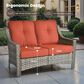 HOMLUX Outdoor Rattan Loveseat with Ergonomic in Orange, , large