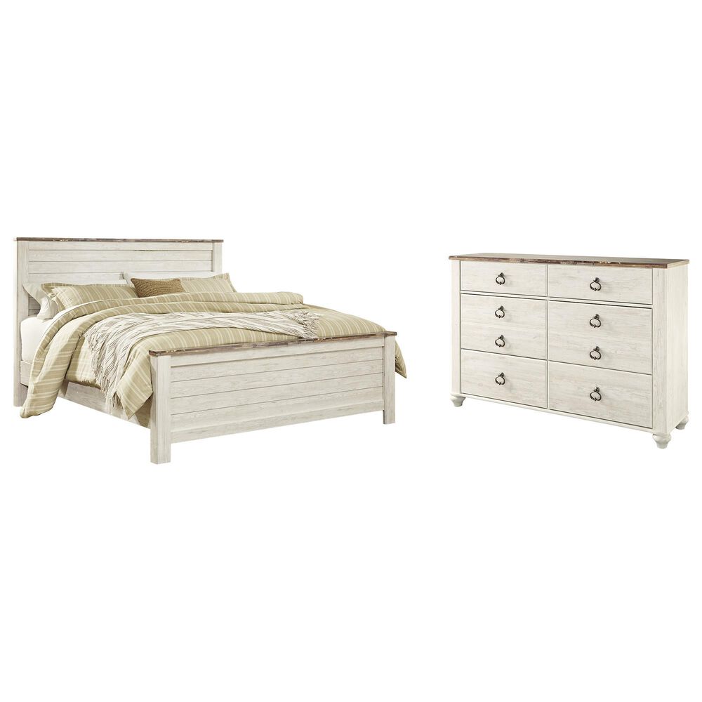 Ashley Willowton 2-Piece King Bedroom Set in Whitewash, , large