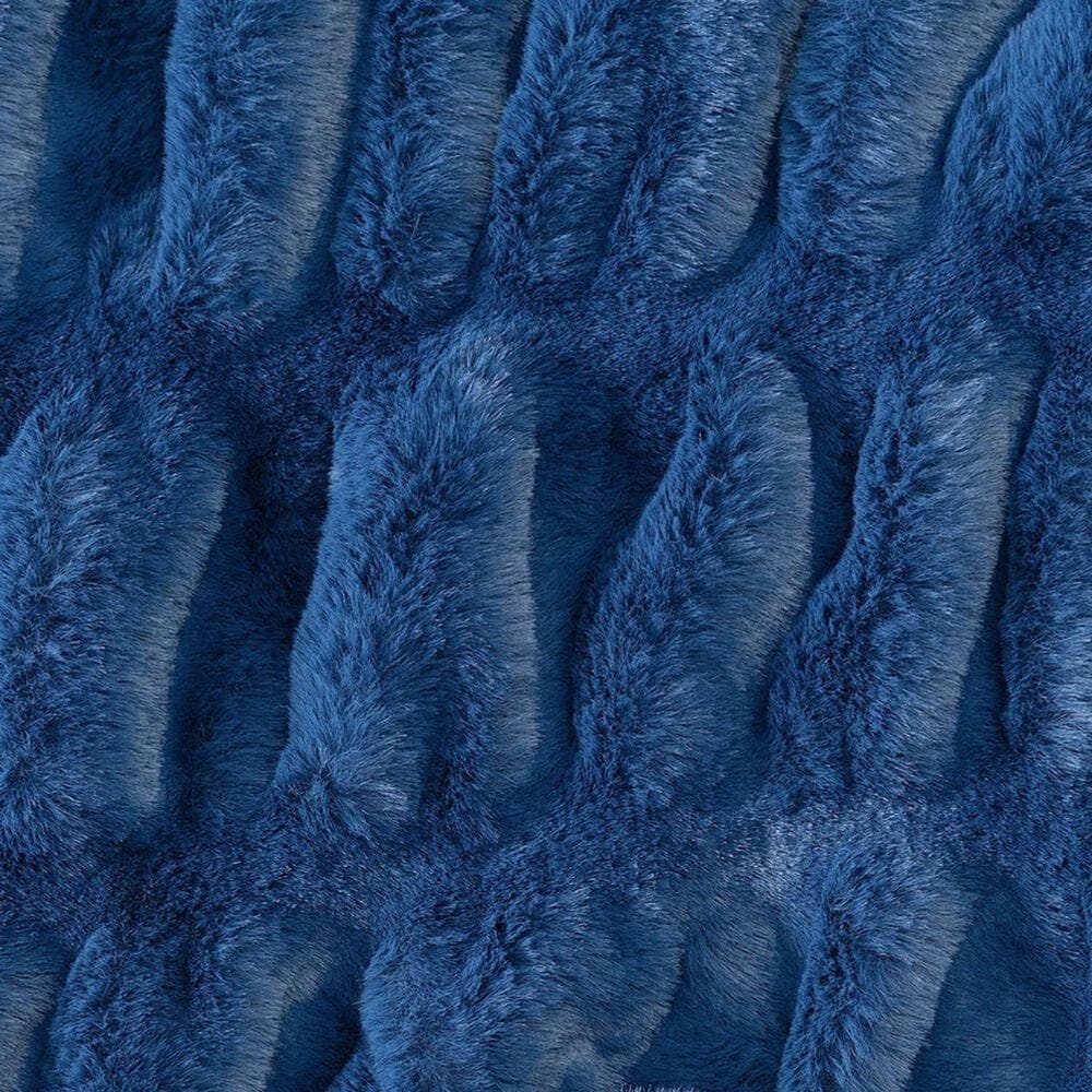 50&quot; x 65&quot; Ruched Faux Fur Throw Blanket in Blue, , large
