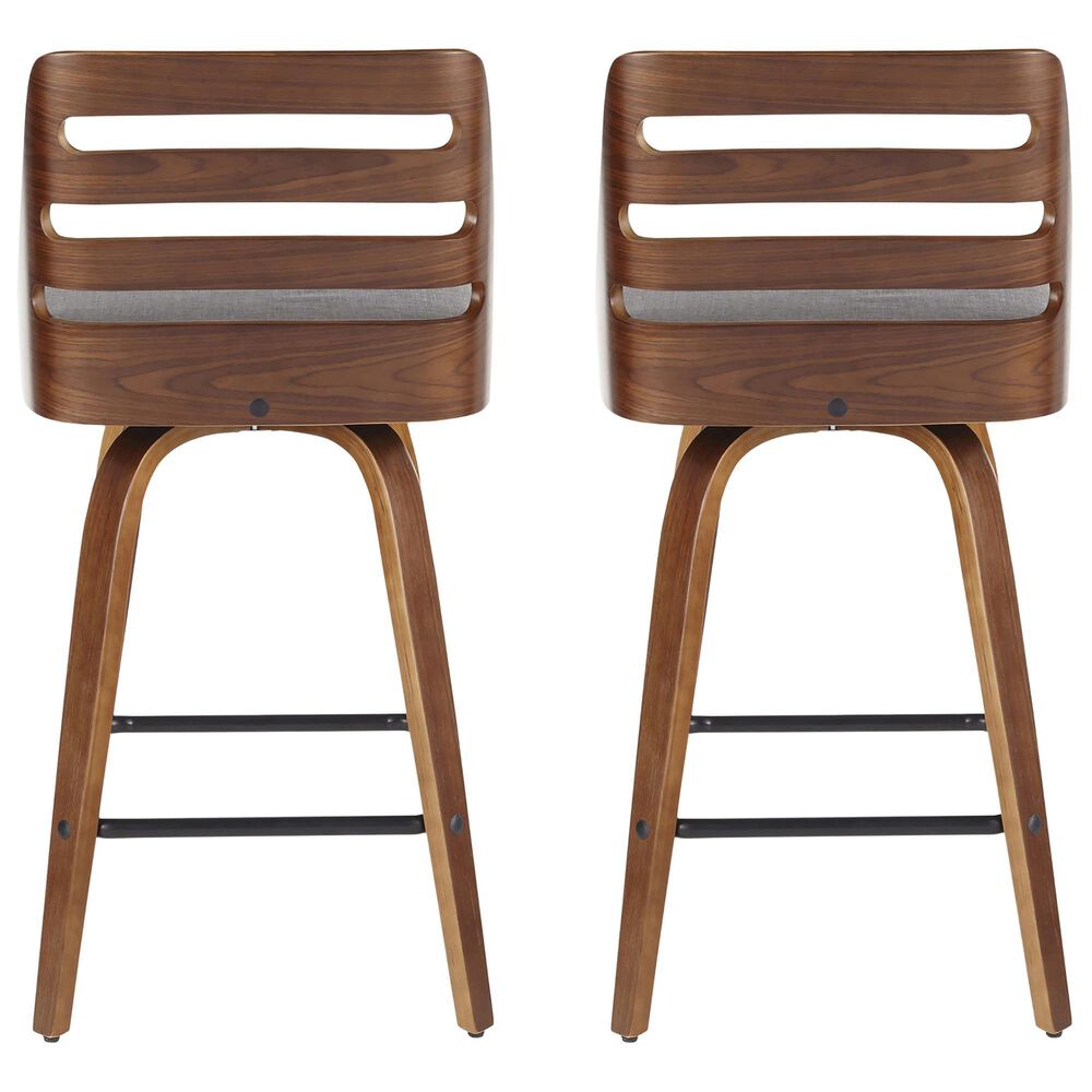 Lumisource Trevi Swivel Counter Stool with Grey Cushion in Walnut and Black &#40;Set of 2&#41;, , large