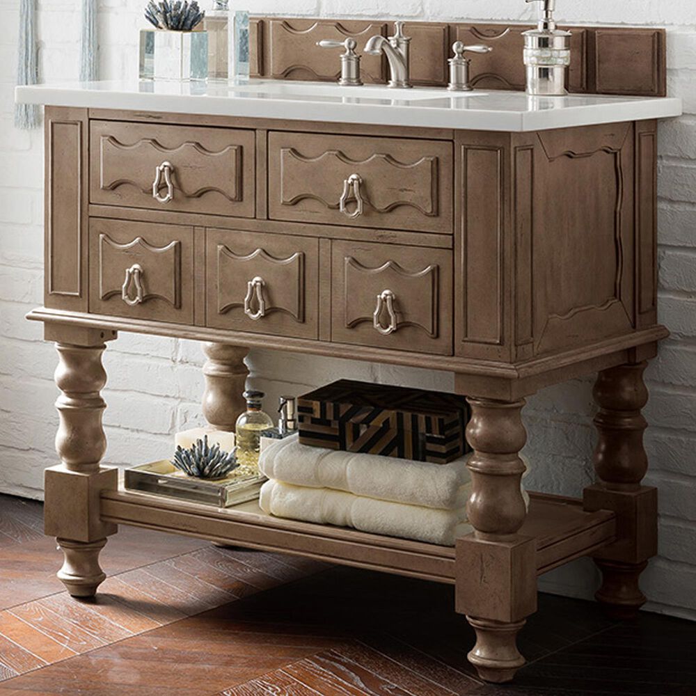 James Martin Castilian 36" Single Bathroom Vanity in Empire Gray with 3