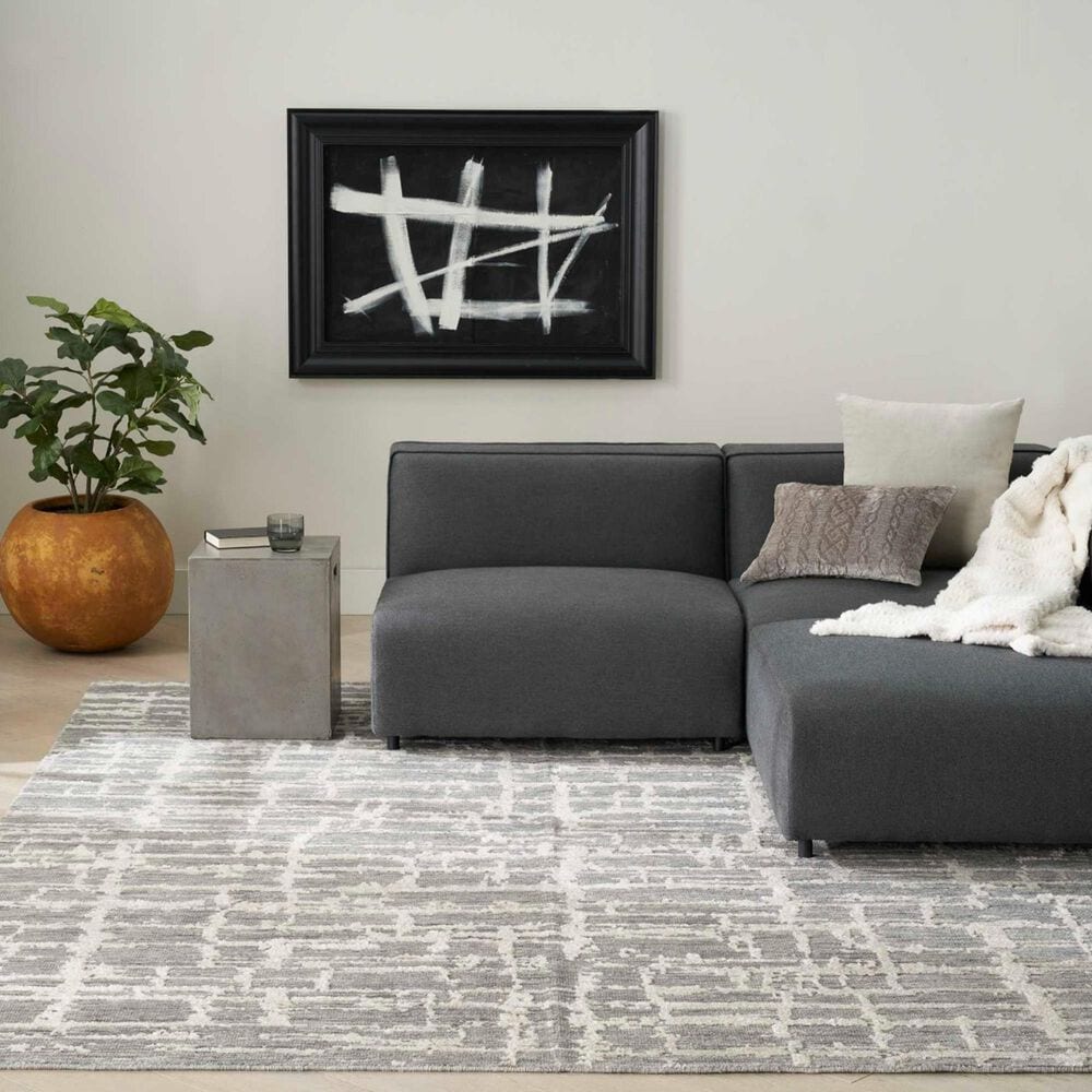 Nourison Luna 7&#39;9&quot; x 9&#39;9&quot; Grey and Silver Area Rug, , large