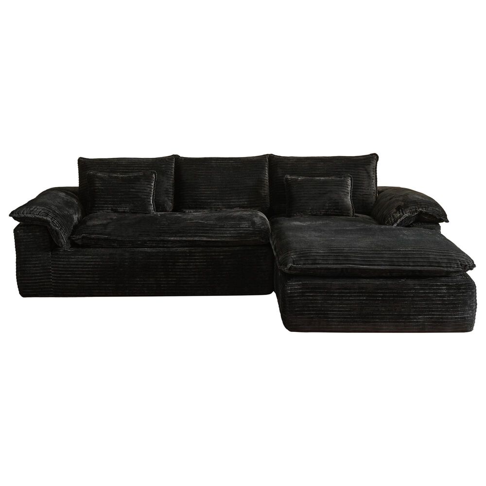 HOMLUX 112" Modern Sectional Sofa with Curved Armrests in Black, , large