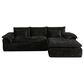 HOMLUX 112" Modern Sectional Sofa with Curved Armrests in Black, , large