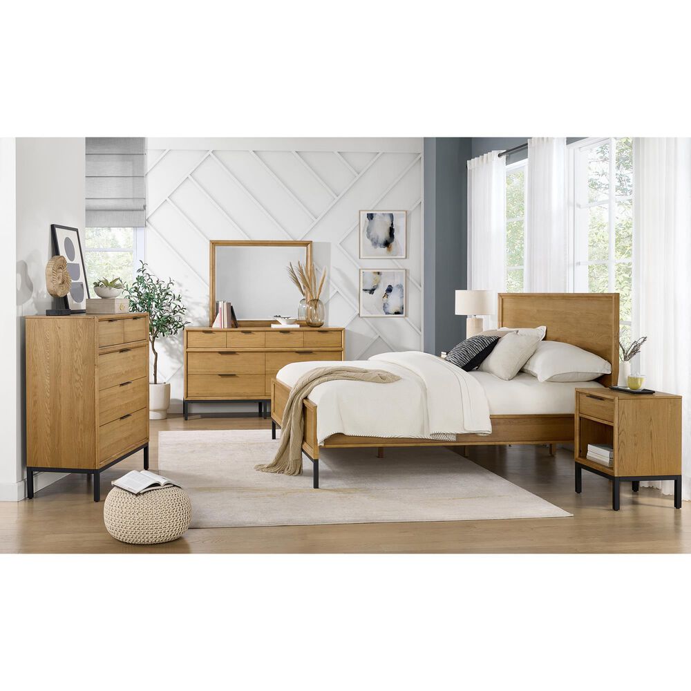 Hawthorne Furniture Newport King Panel Bed in Natural Oak and Matte Black, , large