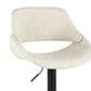 LumiSource Fabrico Swivel Adjustable Bar Stool with Cream Noise Fabric Upholstery and Rounded T Footrest in Black (Set of 2), , large
