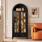 HOMLUX Arched Storage Cabinet with LED Induction Lights in Black, , large