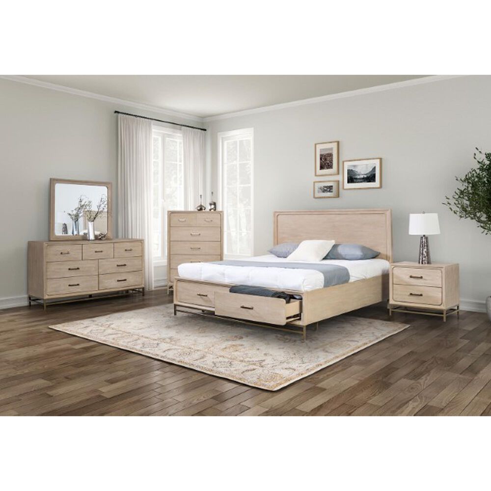 Furniture of America Sandnes King Platform Bed in Light Oak and Bronze, , large