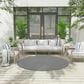Nourison Courtyard Ivory and Blue 6" Round Indoor/Outdoor Area Rug, , large
