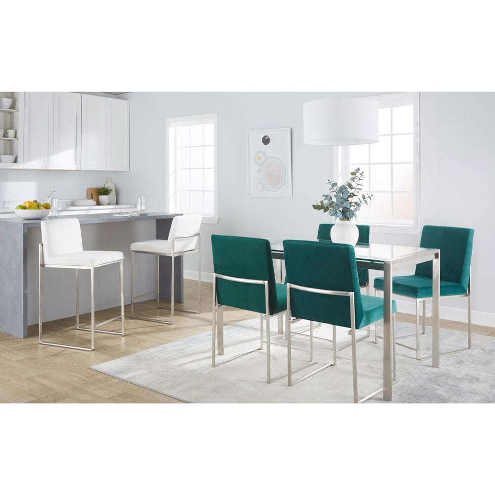 Lumisource Fuji Side Chair with Green Cushion in Brushed Stainless Steel &#40;Set of 2&#41;, , large