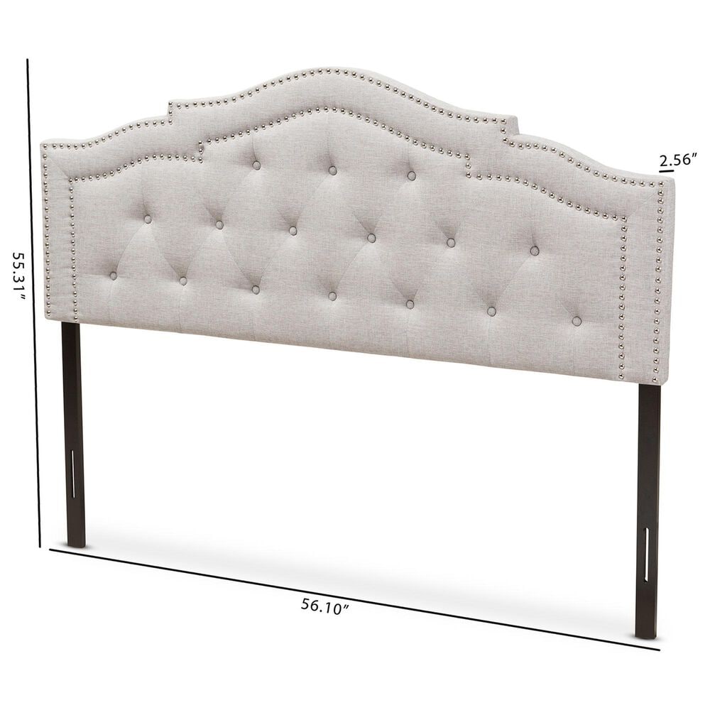 Baxton Studio Edith Full Upholstered Panel Headboard in Greyish Beige, , large