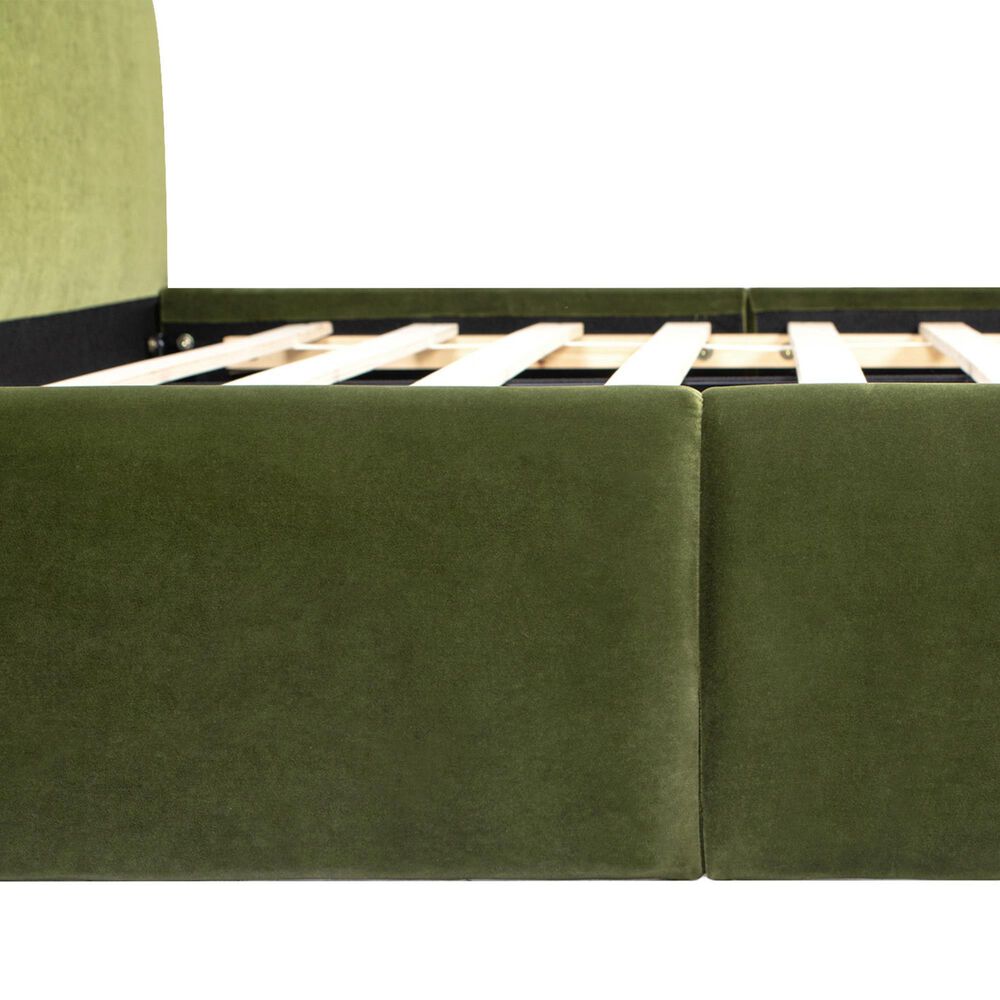 Jennifer Taylor Home Archie Puffy Grounded Queen Upholstered Platform Bed in Olive Green, , large