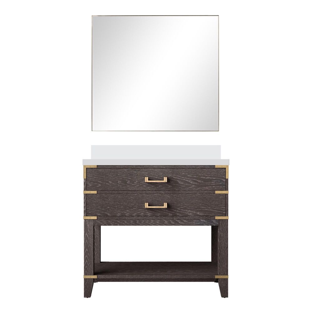 Lexora Home Norwalk 36" Single Bathroom Vanity in Brown Oak with Cultured Marble Top, Rectangular Sink and 34" Mirror, , large