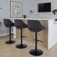 LumiSource Fabrico Swivel Adjustable Bar Stool with Charcoal Fabric Upholstery and Rounded T Footrest in Black (Set of 2), , large