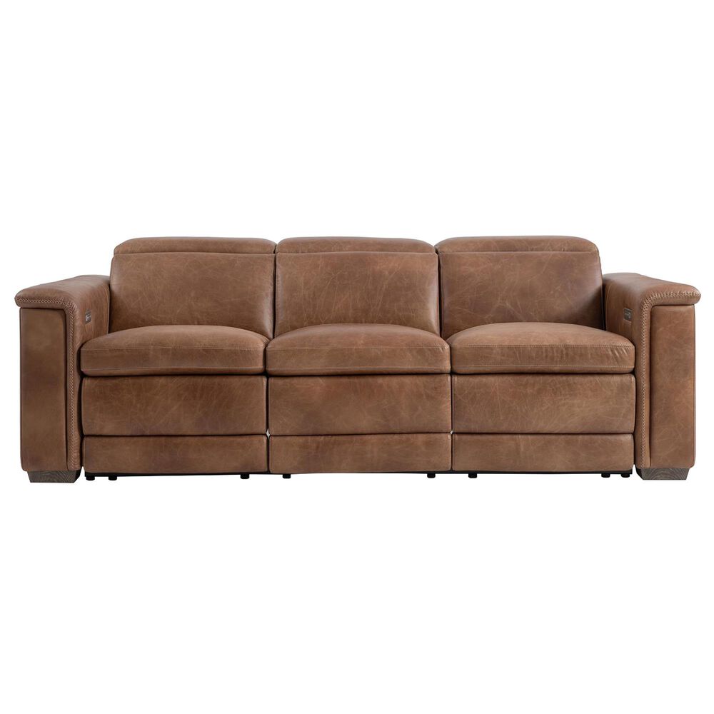 Bernhardt Lioni Power Reclining Sofa with Power Headrest in Brown, , large