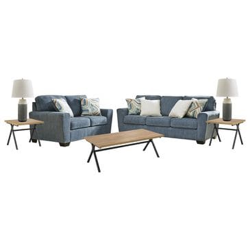Ashley 7-Piece Living Room Set in Blue, , large