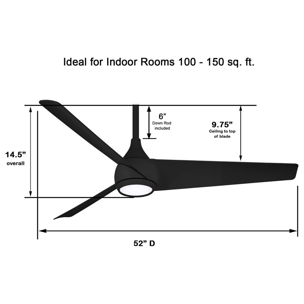 Minka-Aire Twist 52" Ceiling Fan with LED Light in Coal, , large