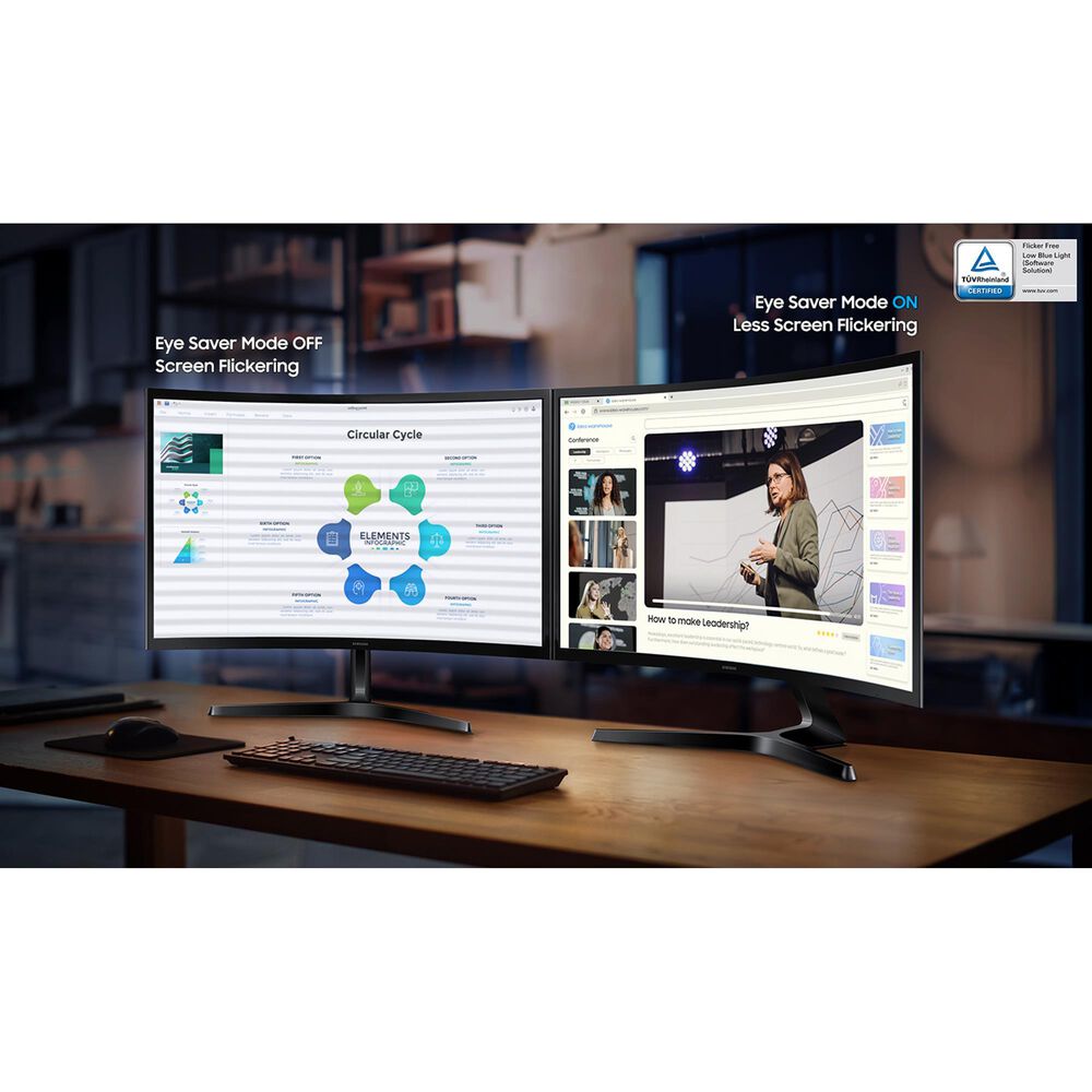 Samsung 24&quot; S3 &#40;S36GD&#41; FHD IPS 100Hz Curved Monitor in Black, , large