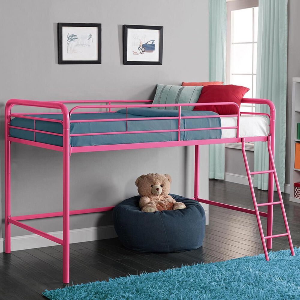 DHP Alyssa Junior Metal Loft Bed in Pink, , large