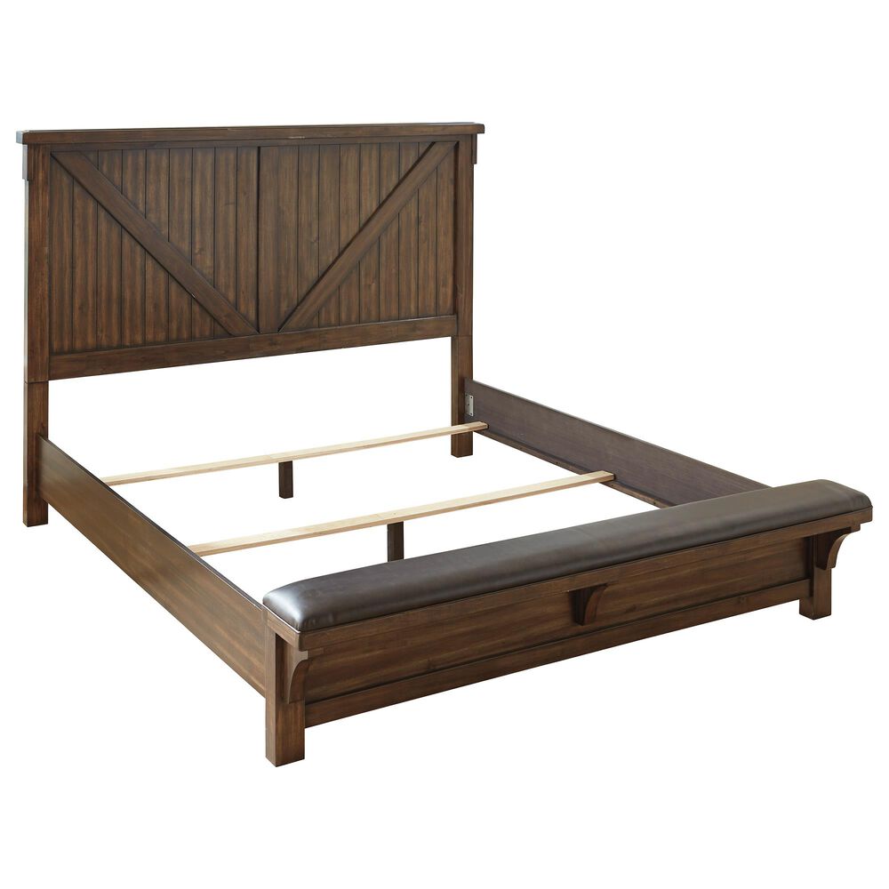 Signature Design by Ashley Lakeleigh Queen Panel Bed with Footboard Bench in Dark Brown, , large