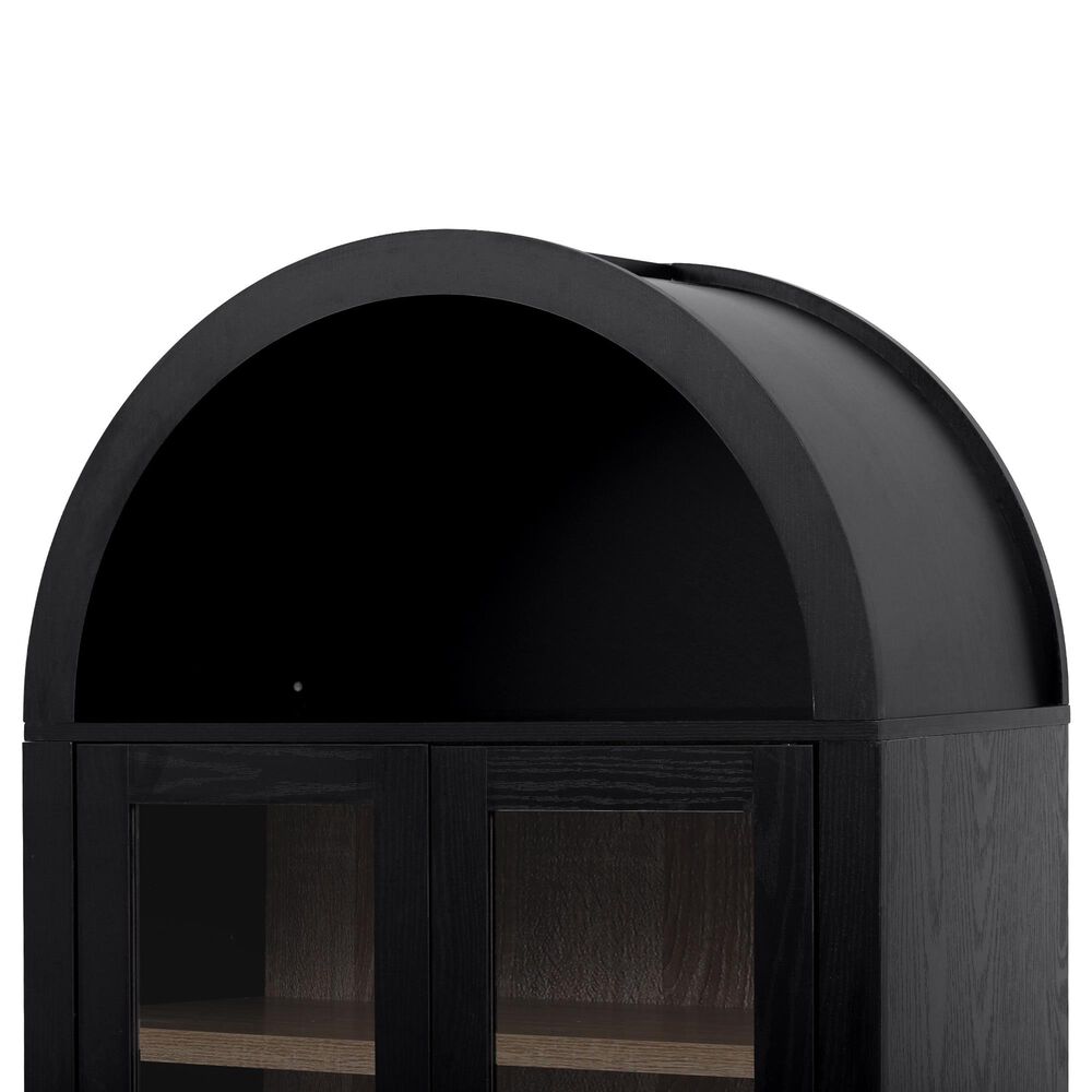 HOMLUX 71" Arched Kitchen Pantry Cabinet in Black, , large