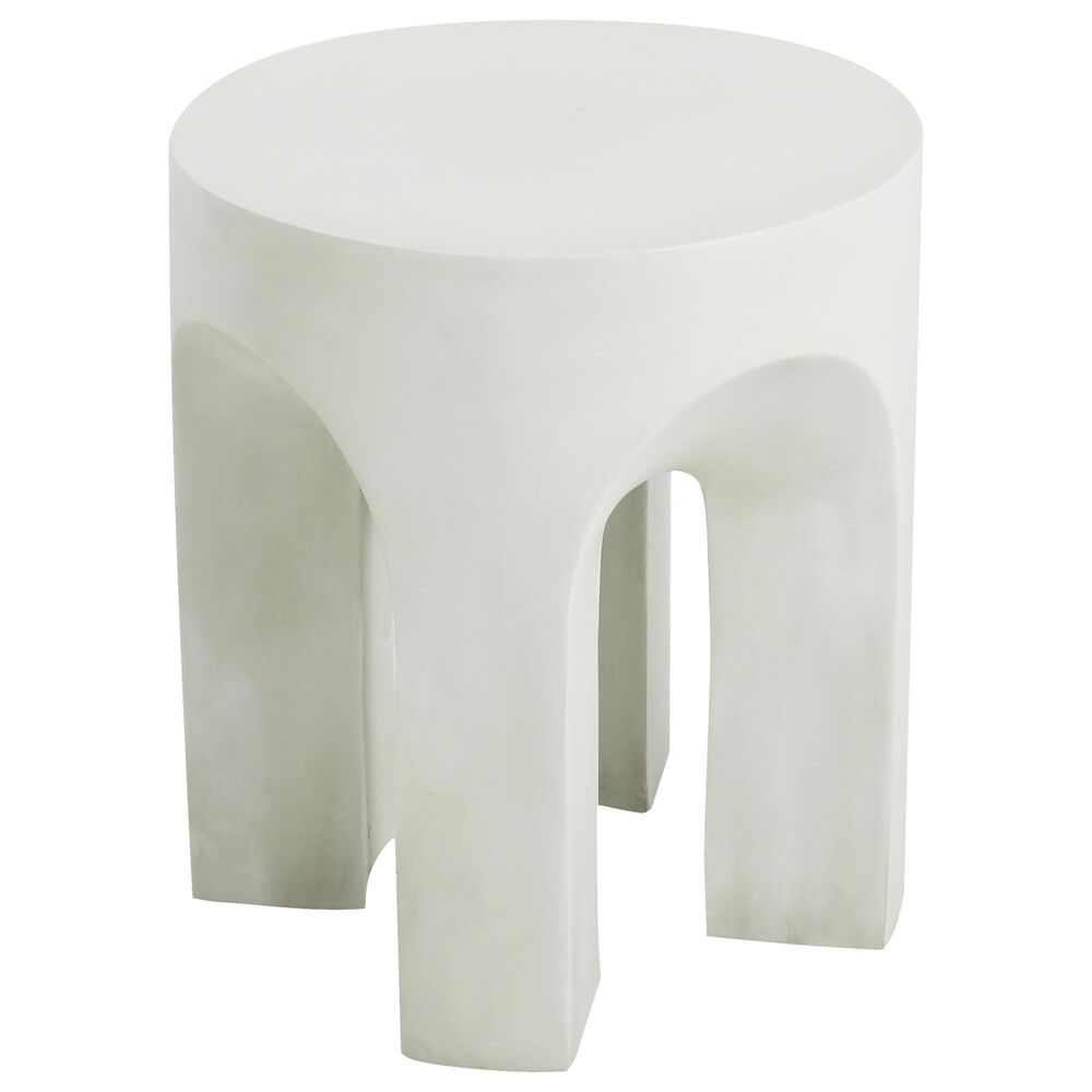 Hearth and Haven Outdoor Round Side Table with Arch Base Design in Antique White, , large