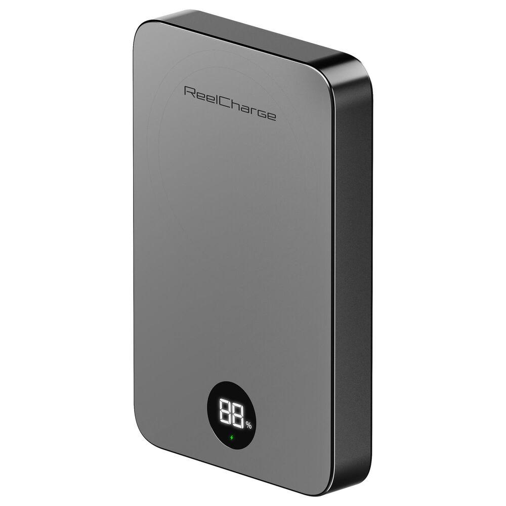 ReelCharge 10,000 mAh Semi-Solid State Wireless Power Bank with LED Display in Black, , large